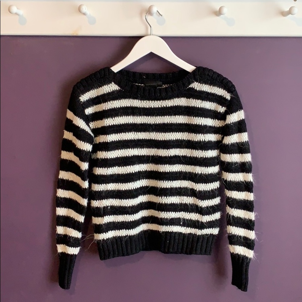 Black and white striped knit sweater